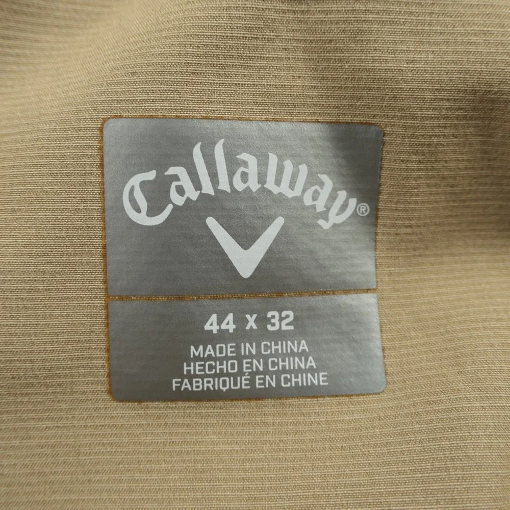 Callaway Pants Men 44x32 Tan Golf 5 Pocket Stretch Performance Flat Front Casual